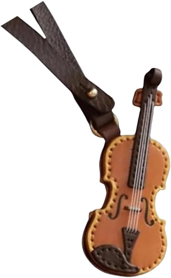Leather Violin And Guitar Keychain Miniature Leather Violin Pendant Keychain Ornament For Bags And Keys Decoration