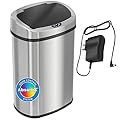 SensorCan 13 Gallon Trash Can Kitchen Garbage Can with AC Adapter and Odor Filter, Stainless Steel Home Office Home Office Work Bedroom Living Room Garage Trashcan Wastebasket Slim Lage Capacity