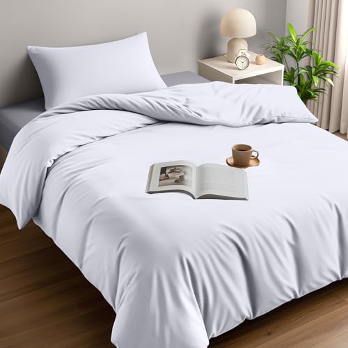 Utopia Bedding Single Duvet Cover Sets - Soft Microfibre Polyester Duvet Cover with Pillow case - Bedding Quilt Cover Set (White)