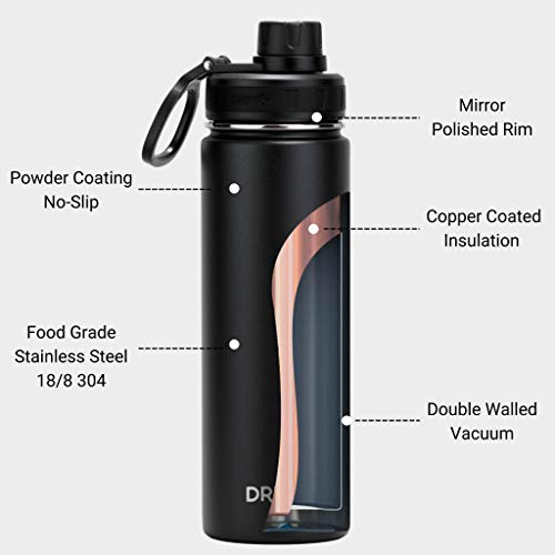 Image of Drinco Stainless Steel Water Bottle Spout Lid Vacuum Insulated Double Wall Water Bottle Wide Mouth Leak Proof Keep Cold Sport Camping Hiking