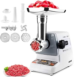 Geepas 2000W Electric Meat Grinder - Sausage Maker, Meat Mincer, Sausage Stuffer Food Grinding Mincing Machine with Kibbe Attachment  3 Different Cutting Plates, Reverse Function  2 Year Warranty