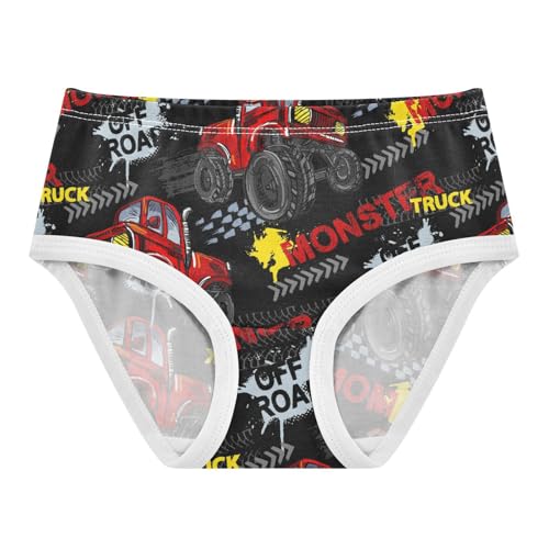Wusikd Monster Truck Girls' Underwear Cotton Red Car Girls Briefs Soft Toddler Underwear 3T