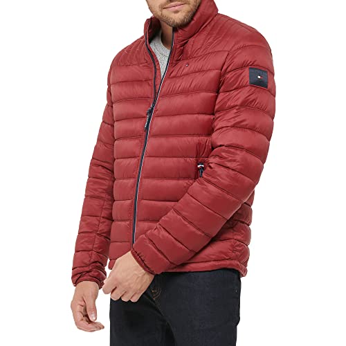 Image of Tommy Hilfiger Mens Embroidered Logo Puffer Jacket