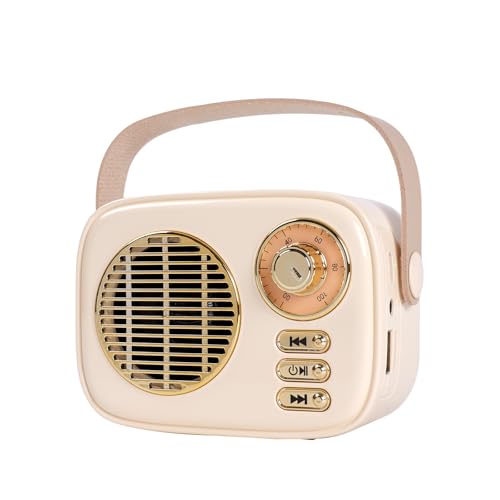 aipidmaga Retro Bluetooth Speaker,Vintage Decor,Mini Wireless Bluetooth Speaker,Gifts for Women Men Teenage Girls,Cute Portable Old Fashion Style for Kitchen Desk Bedroom Office Party (Beige)
