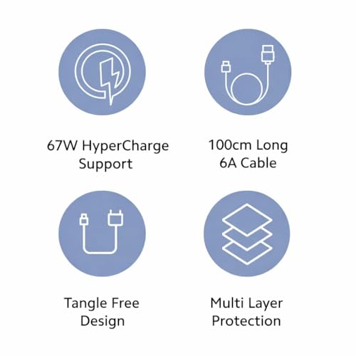 Image of HyperCharge 67W Type-C Data Cable Compatible with Redmi Note 11S, Note 11 Pro+, Poco F4 GT, Poco X3 GT, Mi 11X