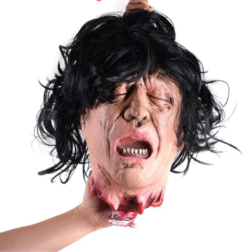 Elevate Your Halloween Decor with Severed Bloody Head w/Hair Lifelike Life-Size Corpse Head Props for Indoor/Outdoor Display