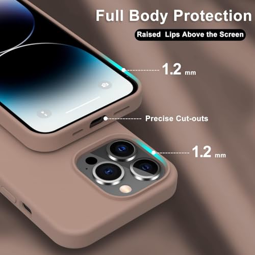 Image of DIZORO Microfiber Candy Case Compatible for iPhone 14 PRO, Shockproof Slim Back Cover Liquid Silicone Case (Brown)