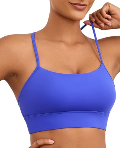 Image of Womens Y-Back Sports Bra, Weightless Padded Yoga Bra, Spaghetti Strap Low Impact Gym Top for Workout & Daily Wear
