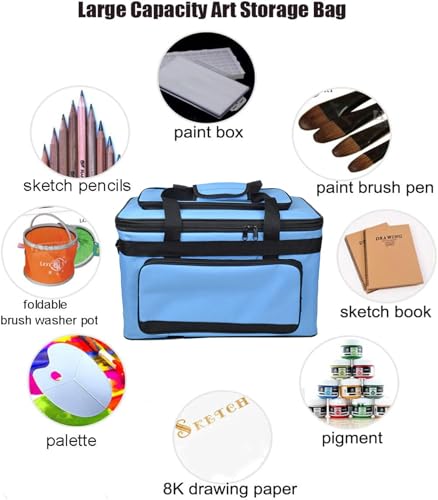 Image of Art and Craft Storage Organizer Bag Paint Art Supplies Storage Bag Arts Craft Tool Carrying Case Artist Paint Tool Box for Travel Foldable Waterproof Large Capacity Storage Tote Bag for Crafts Sewing