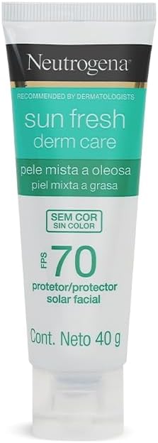 Neutrogena Sun Fresh Protetor Solar Facial Derm Care, Pele Oleosa, Sem Cor, FPS 70, 40g Menor preço em Neutrogena Sun Fresh Protetor Solar Facial Derm Care, Pele Oleosa, Sem Cor, FPS 70, 40g