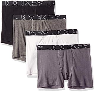 Jockey Men's Underwear ActiveBlend Boxer Brief - 4 Pack, Pewter/Black/Charcoal Heather/Quartz Grey, M