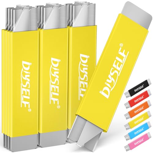 Image of DIYSELF Box Cutter, 12-Pack Box Cutters Retractable for Packages, Boxes, All Metal Tough Sheath, Basic Cutter, Small Utility Knife for Home, Warehouse (Yellow)