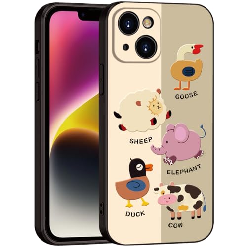 Printed Cute Animal Patter for iPhone 15 Cute Girl Cartoon Case, Printed with a for Women Girls Variety of Cartoon Animal Pattern Design of Cell Phone Protective Cover (B2-Cartoon)