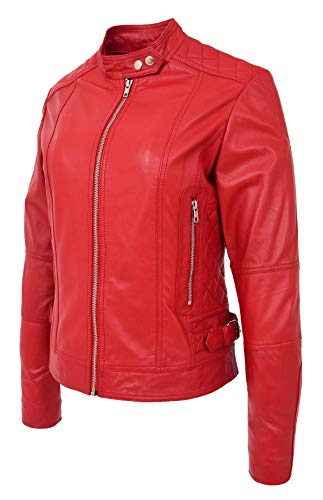 Veste de motard en cuir véritable rubis style décontracté - 3