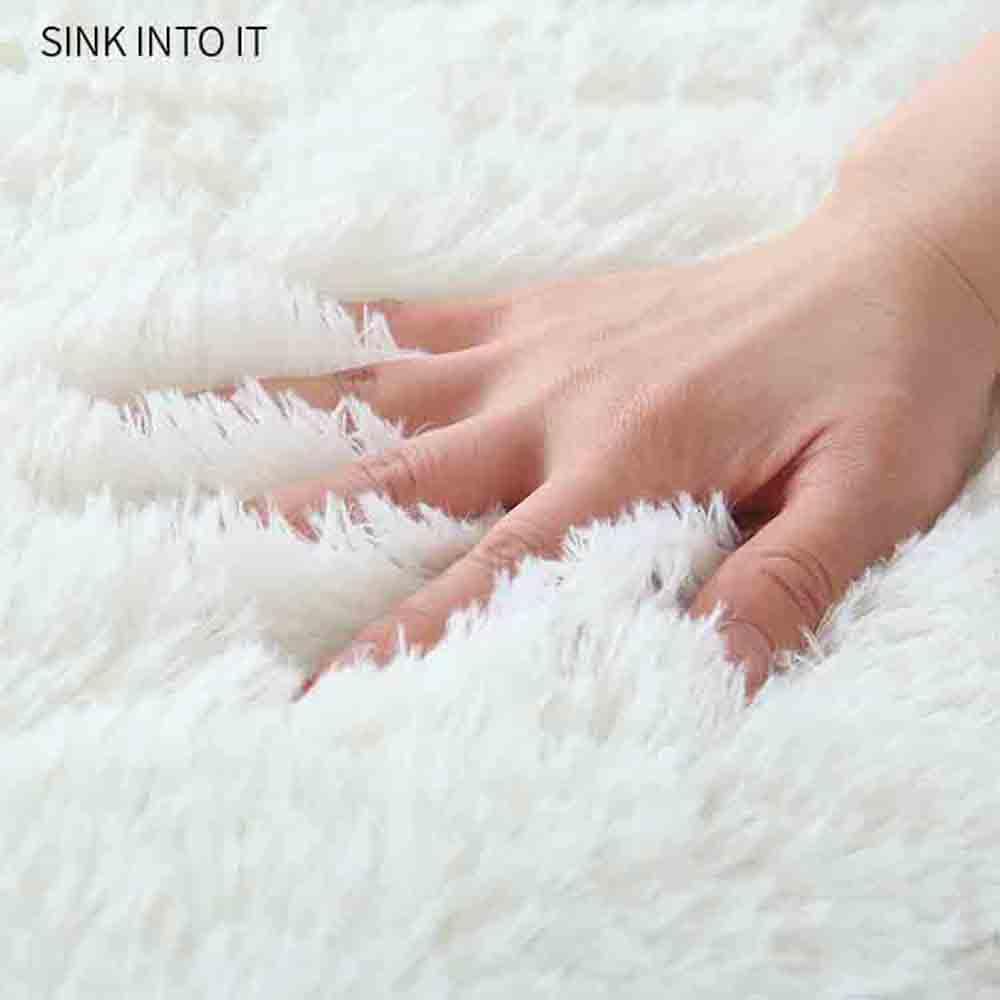 Shaggy Hochflor Teppich Flauschig Langflor Schlafzimmer Teppich rutschfest Weich Beige 80x160cm