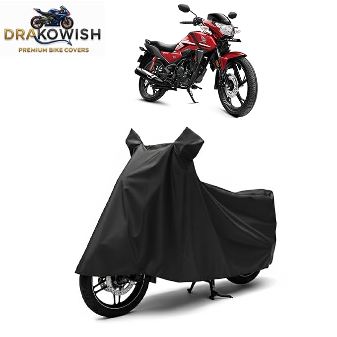 Image of DRAKOWISH Waterproof Bike Cover for Honda SP 125 | All Weather Protection from Rain, Dust, UV Rays & Scratches with Mirror Pockets & Buckle Belt | SP 125 Bike Cover