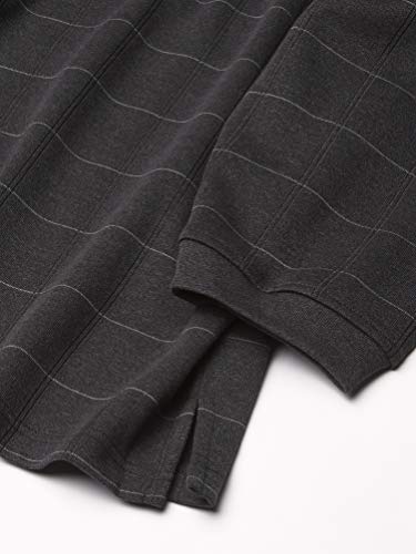 Van Heusen Men's Big Flex Long Sleeve Jaspe Windowpane Polo Shirt, True Black, Large Tall #TOP2