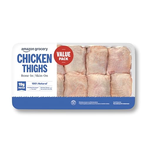 Amazon Grocery, Chicken Thighs Value Pack, Bone-In Skin-On, 100% ...