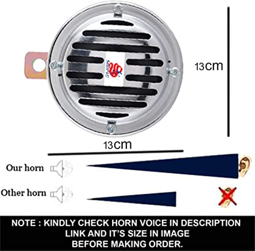 Image of 125MM Super Tone Chrome Grill Car Horn Set of 2 Compatible with Hyundai Creta (Metal Chrome, Free Relay and Wire)