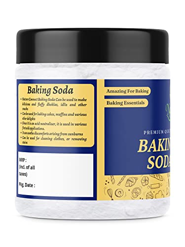 Image of Nature Connect Baking Soda 300gm Used for Cleaning face Skin Teeth whitening Cooking Eating Sodium Bicarbonate Baking Soda for Cake, Powder Multi-Purpose [Jar Pack]