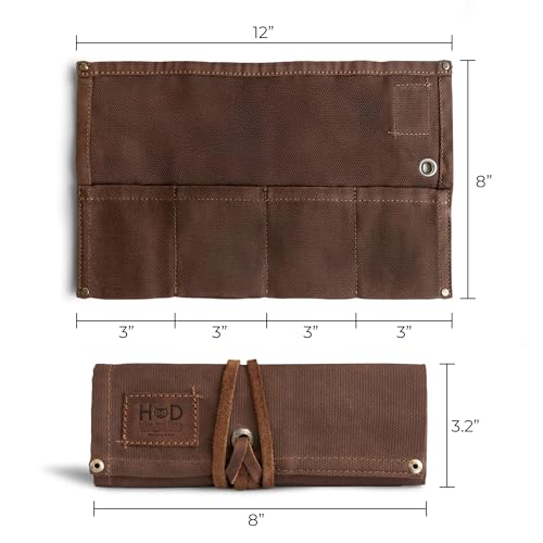 Image of Hide & Drink, Waterproof Waxed Canvas Travel Watch Roll Organizer with 4 Slots, Easy Carry On Watchlover Storage, Handmade Travel Case, Honey Bourbon