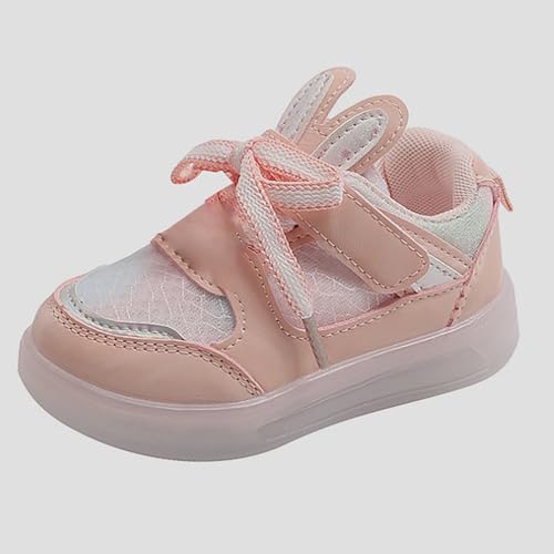 Light Up Flat Shoes Toddler Infant Girls Flashing Single Bowknot First Shoes Buckle Strap Soft Bottom Mesh Sneakers2