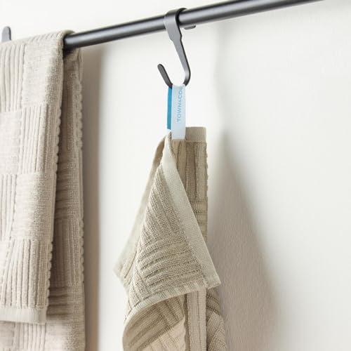 TOWN & COUNTRY BASICS Basketweave Terrycloth Kitchen Towel 4-Pack Set, Absorbent 100% Cotton, Machine Washable, Grey, 16"x28" - Image 7