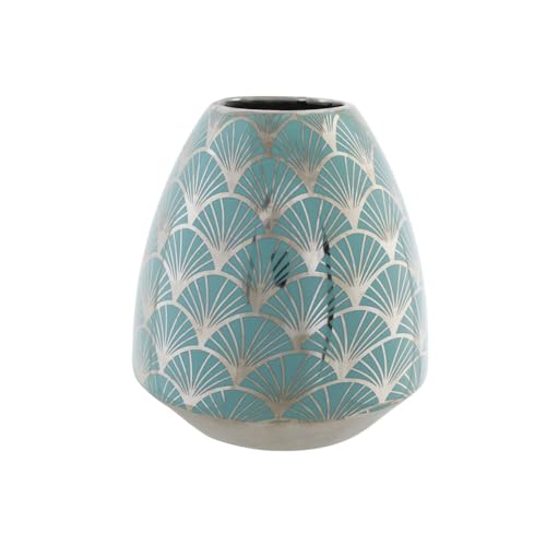 Vase en Porcelaine 16 x 16 x 18 cm chromé Turquoise