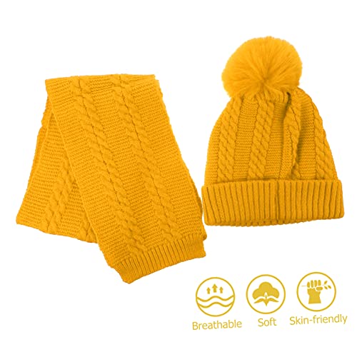 1Set Stylish Knitted Hat and Scarf Breathable Neck for Boys and Soft Warm Lining Flexible Pullover Beanie Winter Accessories2