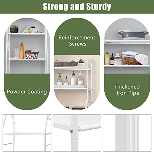 Holdfiturn Over Toilet Storage Unit 3 Tier Over Toilet Storage Rack Bathroom Shelf Organizer Stand Stainless Steel Saving Organizer Stand (White) - Cosy Home Interiors Holdfiturn Over Toilet Storage Unit 3 Tier Over Toilet Storage Rack Bathroom Shelf Organizer Stand Stainless Steel Saving Organizer Stand (White) - Image 3