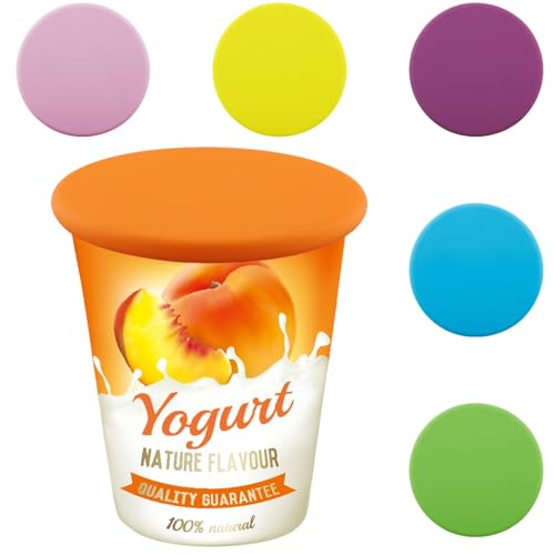 Coperchio per Yogurt 500 G, Vexillic 6 Pezzi Coperchio Riutilizzabile in Silicone per Yogurt, SNBG-6