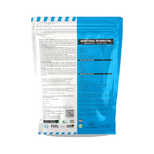 BIG ROCK NUTRITION Whey 100 Protein Powder For Men and Women | 25g Protein Per Serving (Kesar Pista)