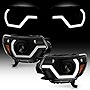 ACANII - For 2012-2015 Toyota Tacoma Pickup Truck Upgrade Style Black LED Tube Projector Headlights Headlamps Left+Right