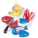 Hape Tasty Proteins Set | Wooden Pretend Play Food Set for Kids, Basic Play Cooking Ingredients and Accessories Set, Multicolor