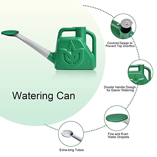 Watering Can For Indoor Outdoor Plants Garden Flower, 1.5 Gallon Modern Plastic Watering Cans With Removable Nozzle And Long Spout Ideal For Succulents, Outdoor, Gardening, Green #TOP2