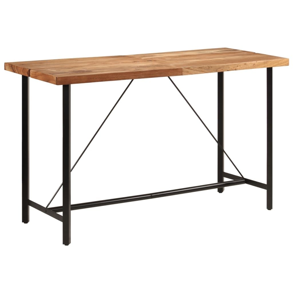 Tavolo da bar 180 x 70 x 107 cm, in legno di acacia massiccio con robusta struttura in ferro, tavolo rettangolare in legno massiccio per sala da pranzo, cucina, gastronomia, moderno e