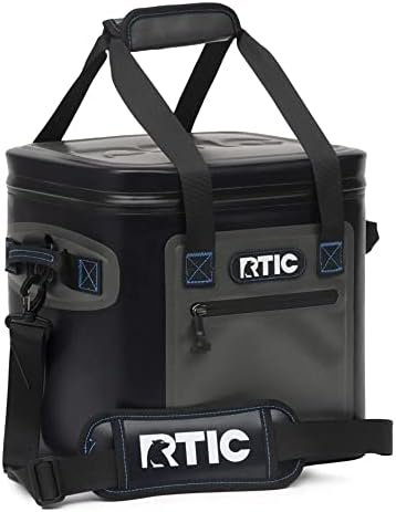 RTIC Soft Cooler 30 Can, Insulated Bag Portable Ice Chest Box for Lunch, Beach, Drink, Beverage, Travel, Camping, Picnic, Car, Trips, Floating Cooler Leak-Proof with Zipper, Blue/Grey