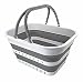 Produktbild SAMMART 19L Collapsible Tub with Handle - Portable Outdoor Picnic Basket/Crater - Foldable Shopping Bag - Space Saving Storage Container (Weiß/Grau, 1)