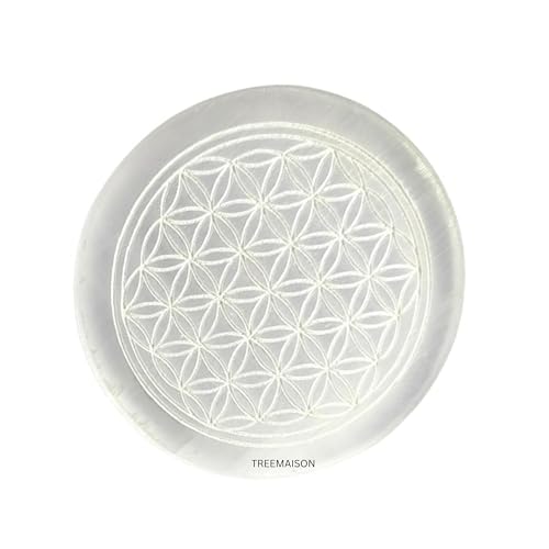 TREE MAISON CORONATING HOMES Selenite Charging Plate | 3 Inch | Selenite Plate for Cleansing, Re-Energy Work,Meditation & Pooja |Selenite Plate to Charge Reiki