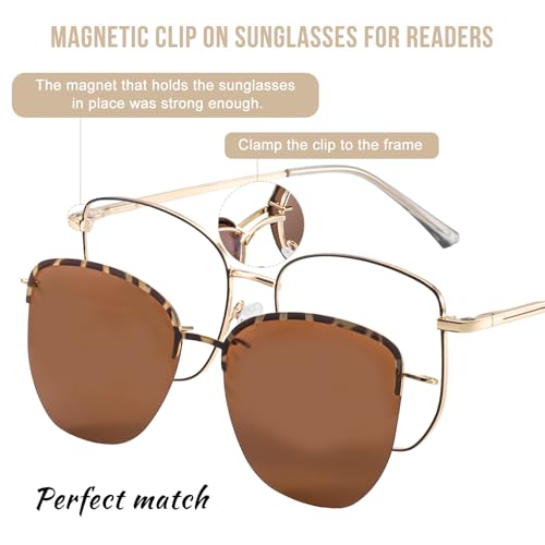 OCCI CHIARI Magnetic Clip on Sunglasses Readers Women Polarized Reading Sunglass 1.0 1.25 1.5 1.75 2.0 2.25 2.5 2.75 3.02