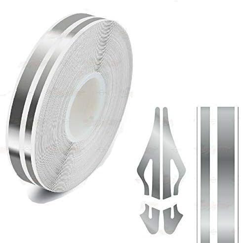 Image of Roll Vinyl Pinstriping Racing Stripes Pinstripe Chrome Line Tape Decal Sticker Auto Pinstripe Tape,Automotive Pinstriping Tape 32ft,Vinyl Pinstripe Tape (Silver Chrome 1 /2)