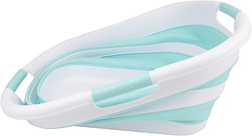 Miniatura 5 de SAMMART Cesta plegable de plástico para la ropa sucia de 40 L (10.5 galones), contenedor de almacenamiento plegable y organizador, tina de lavado