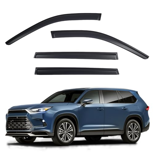 YCLizz Window Visors Rain Guards Compatible with 2024-2026 Toyota Grand Highlander, Out-Channel Side Window Wind Deflectors Vent Shades Accessories, Dark Smoke 4 Pcs, 2025