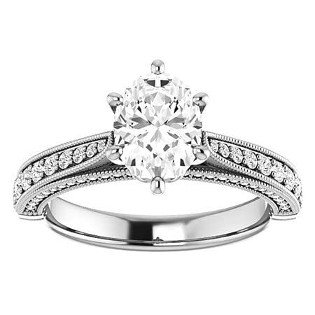 2 CT Oval Colorless Moissanite Engagement Ring for Women/Her, Wedding Bridal Ring Set, Eternity Sterling Silver Solid Gold Diamond Solitaire 6-Prong Set for Her3