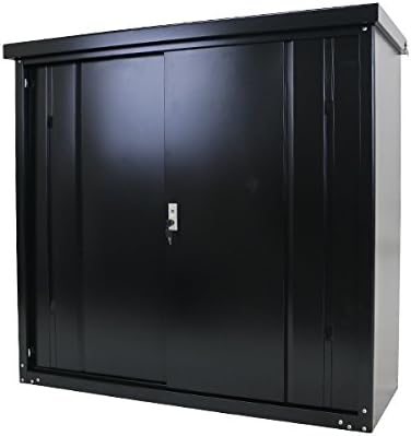 Amazon Co Jp 屋外物置 スチール製 家庭用収納庫 鍵付き 黒 幅約1240mm 奥行約500mm 高さ約1150mm Uvカット 倉庫 納屋 物置き スチール物置 スチール収納庫 ガレージ 収納 可動棚 吊り戸 吊戸 吊り扉 上吊り 吊引き戸 庭 ガーデン ブラック Monookishw12d45h11bk Diy