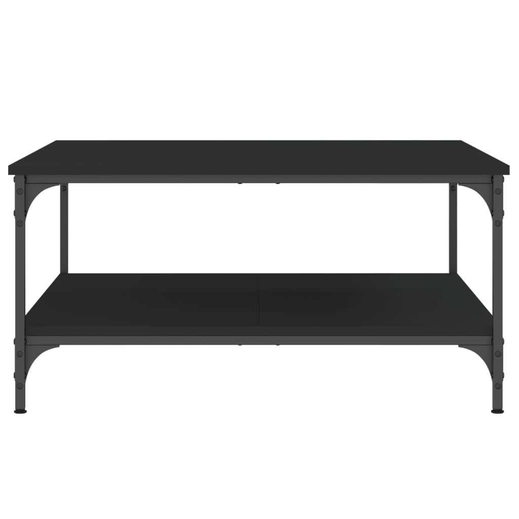Mesa de centro negra (80 x 80 x 40 cm, de madera con marco de metal, diseño moderno con estante, resistente y duradero, para salón, dormitorio, ambiente elegante