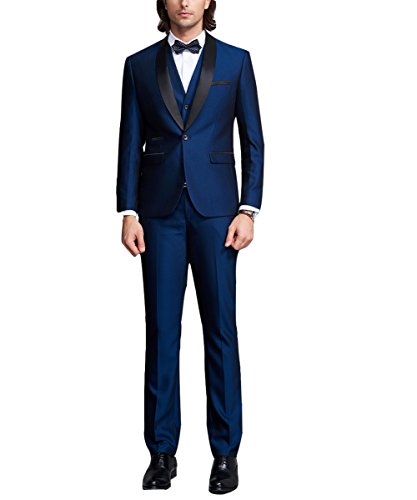 YOUTHUP Herren 3-Teilig Anzüge Business Smoking Slim Fit Party Herrenanzug Sakko Hose Weste – Bild 3