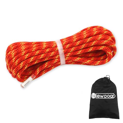 NewDoar UIAA-Zertifizierte Statisches Kletterseil 14KN 8mm Hochfeste Reepschnüre 10M/20M/30M/50M Sicherheitsseil für Klettern Outdoor-Überleben Wandern Bergsteigen Abseilen Höhlenerkundung-Orange/10M
