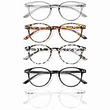 Reading Glasses Blue Light Blocking 5 Pack, Retro Round Readers Anti Eye Strain/Glare/UV Ray Filter...