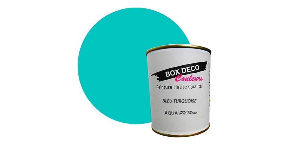 Pintura para muebles de cocina y baño con laca de poliuretano de un componente de satén Aqua PU Mono, 750 ml, 7,5 m², azul turquesa